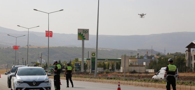 Tunceli'de drone'lu trafik kontrolü