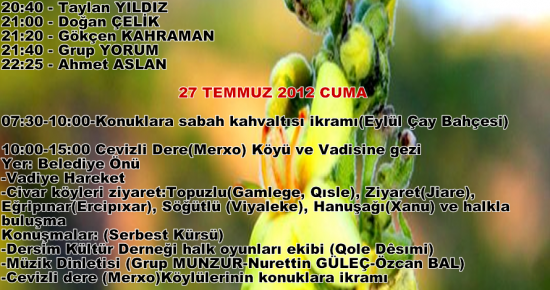 Ovacık Festival Programı Hazır